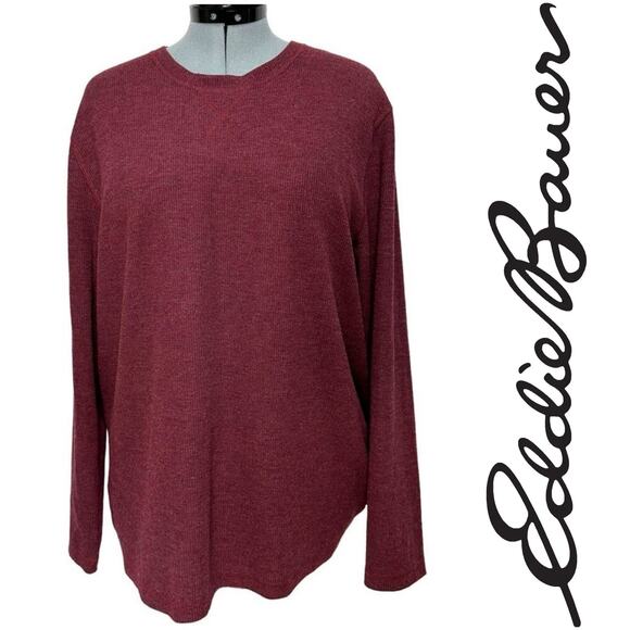 Eddie Bauer Waffle Knit Lounge Shirt Crew Neck Long Sleeve Thermal Sz: XL - Picture 1 of 7